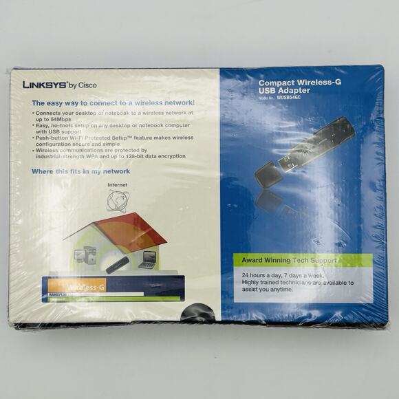 Linksys Compact Wireless - G USB Adapter Model WUSB54GC BRAND NEW Sealed. - Picture 10 of 16